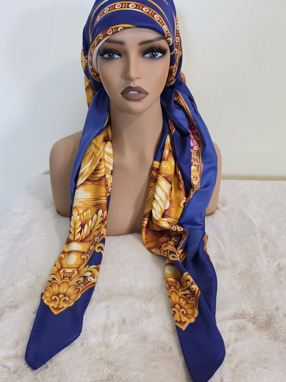 be inspired Blue and Gold Baroque Head Scarf